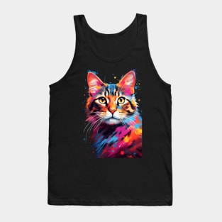 Tie Dye Cat in Colors Tank Top